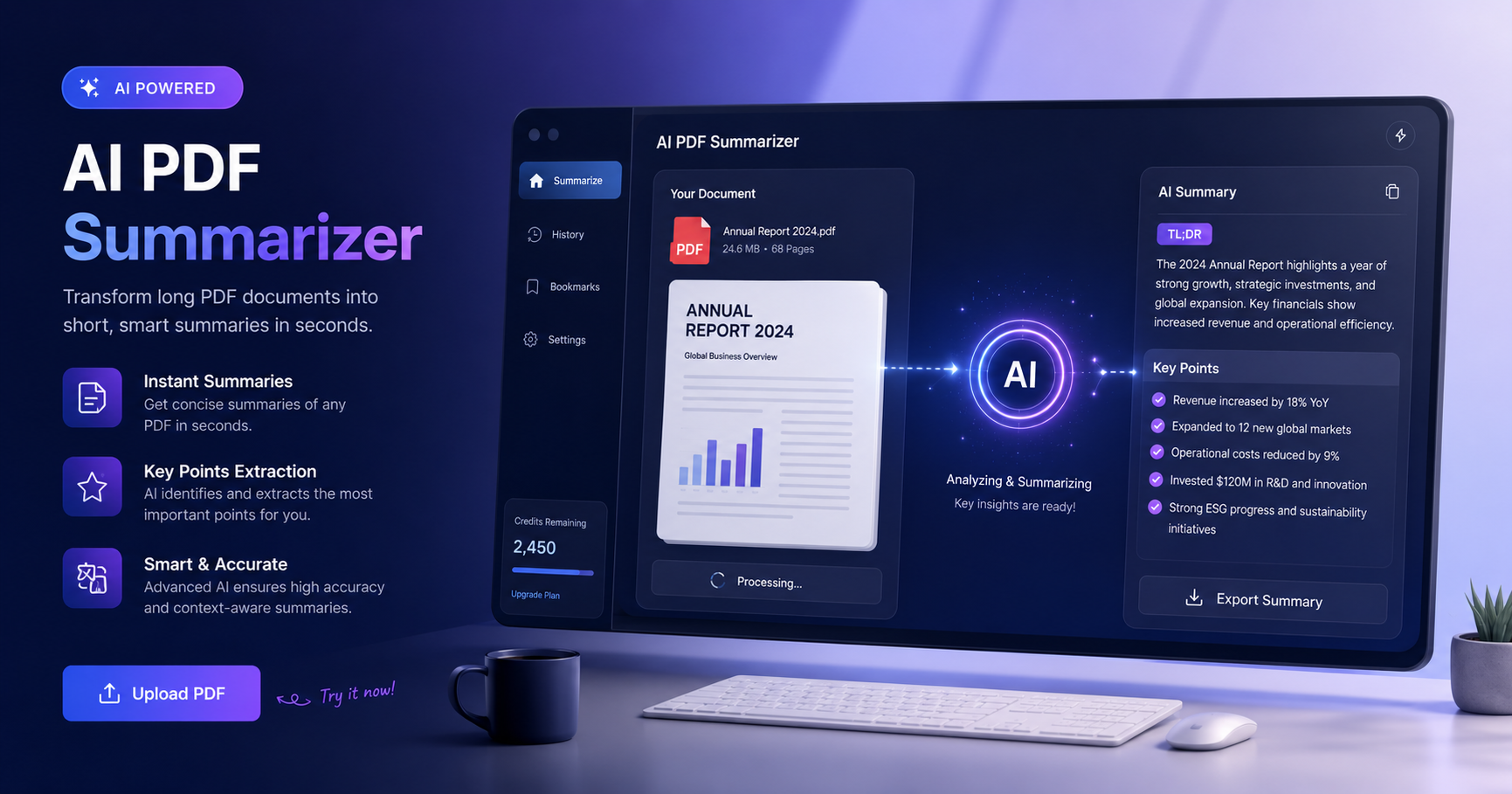 AI PDF Summarizer Online Free – Instantly Summarize PDF Files