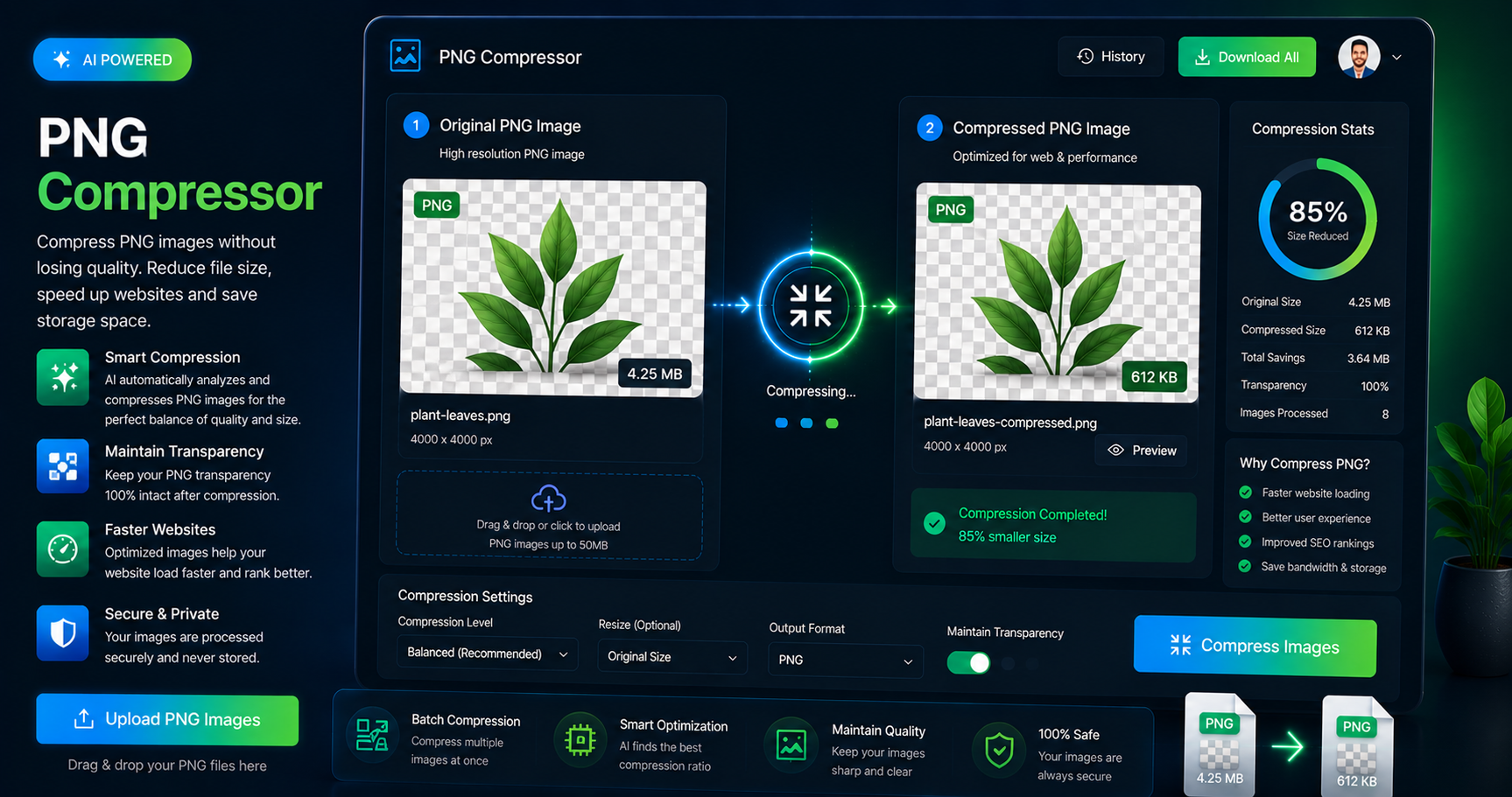 PNG Compressor – Compress PNG Images Online Without Losing Quality