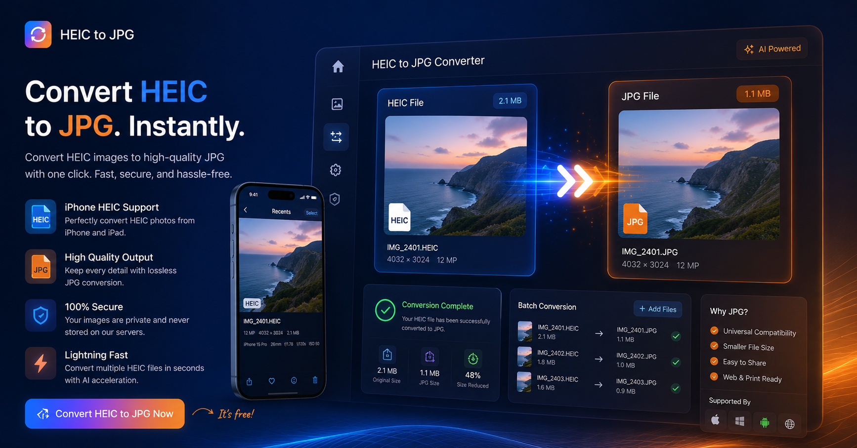 HEIC to JPG Converter – Convert HEIC Photos Online Free at SnappDF.cloud