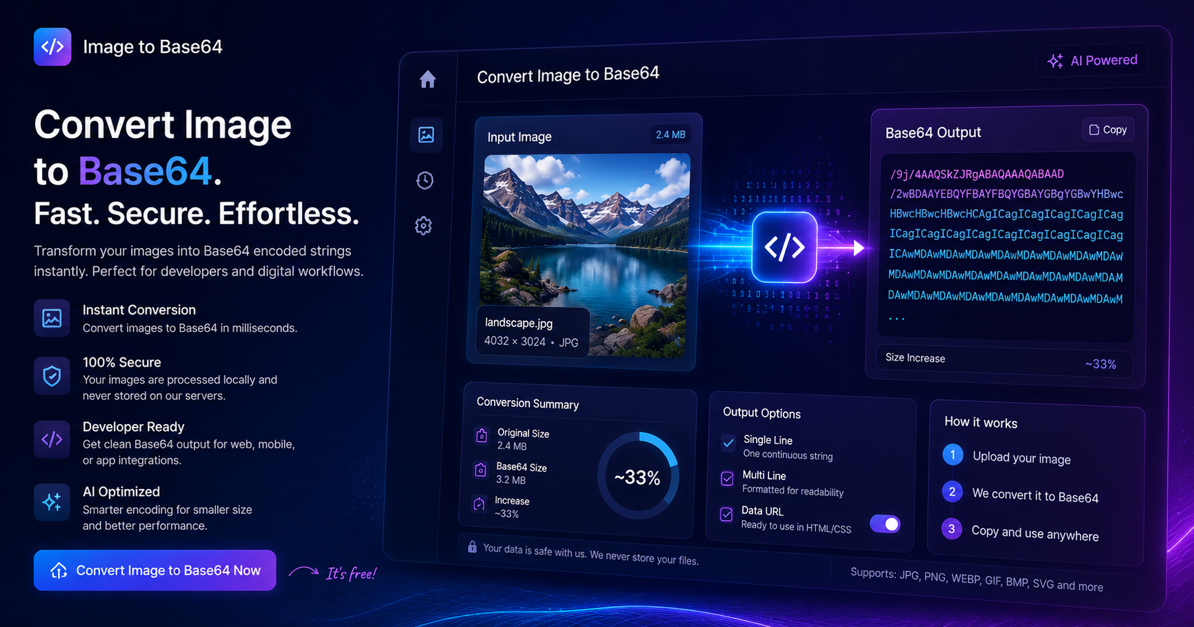 Image to Base64 Converter – Free Online Tool at SnappDF.cloud