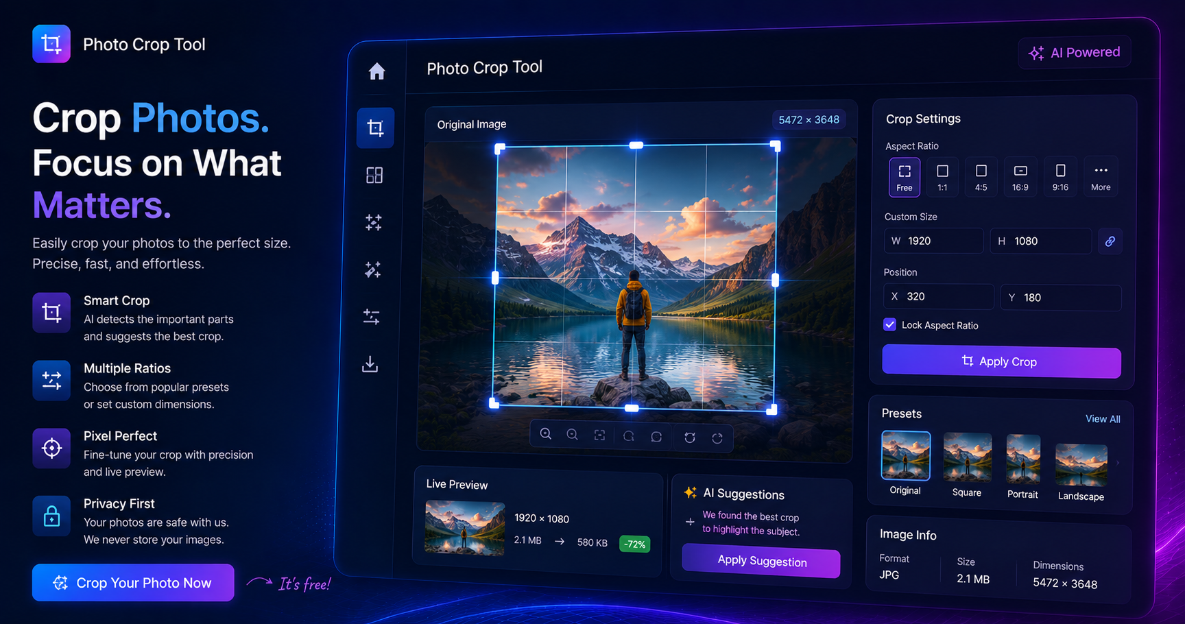 Photo Crop Tool – Crop Images Online Free at SnappDF.cloud