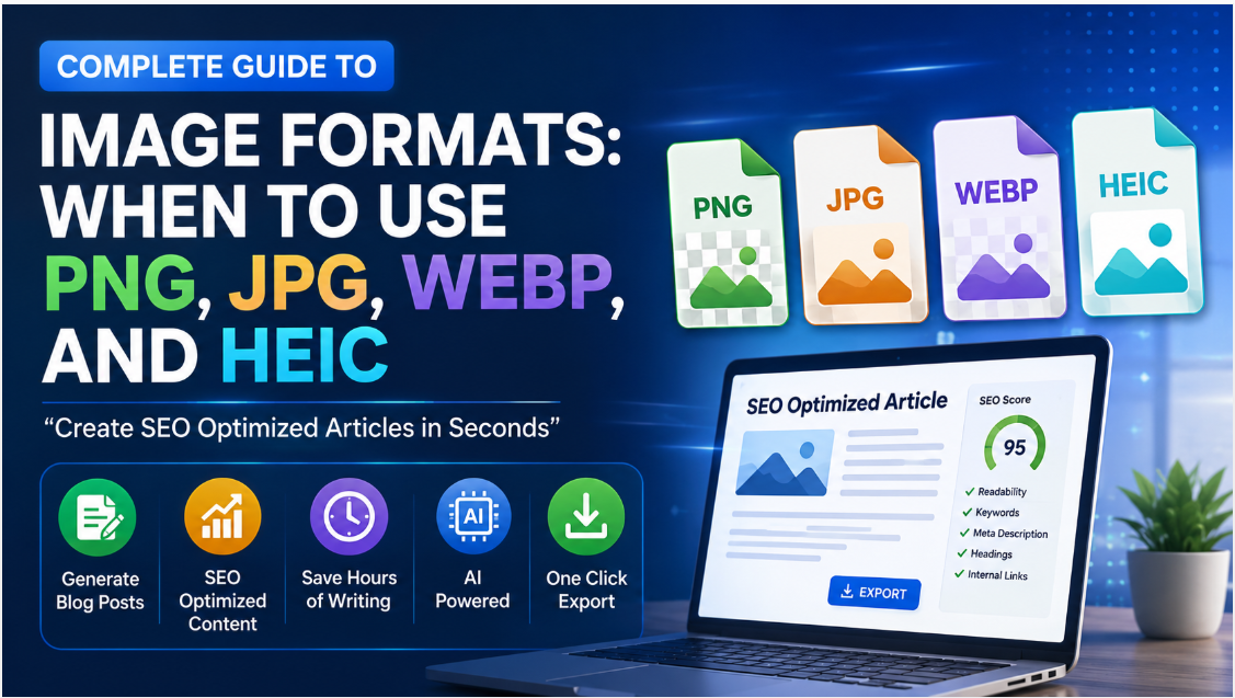 Complete Guide to Image Formats: When to Use PNG, JPG, WEBP, and HEIC