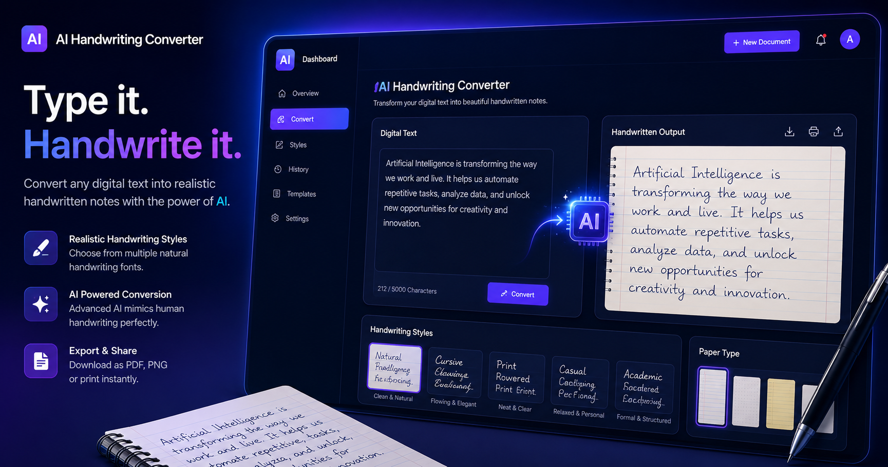 AI Handwriting Converter - Convert Handwriting to PDF, Word, Text | SnappDF